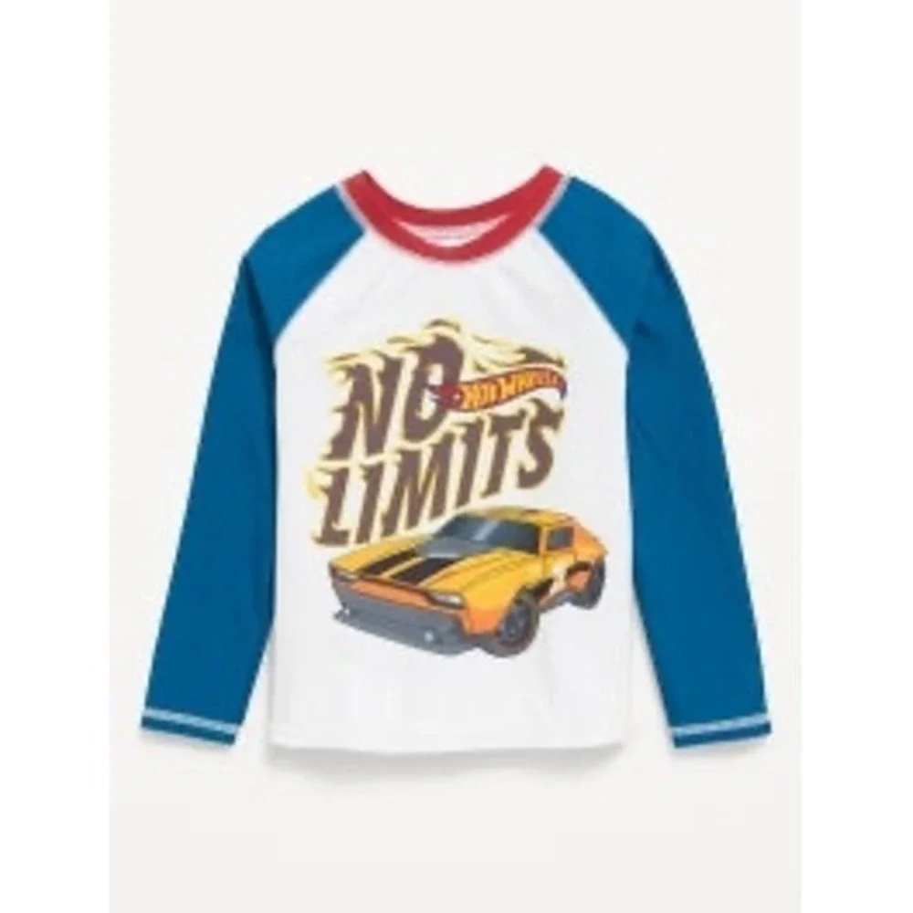 Hot Wheels Boys Long Sleeve Rash Guard Swim Shirt UPF 50+ No Limits 3T
